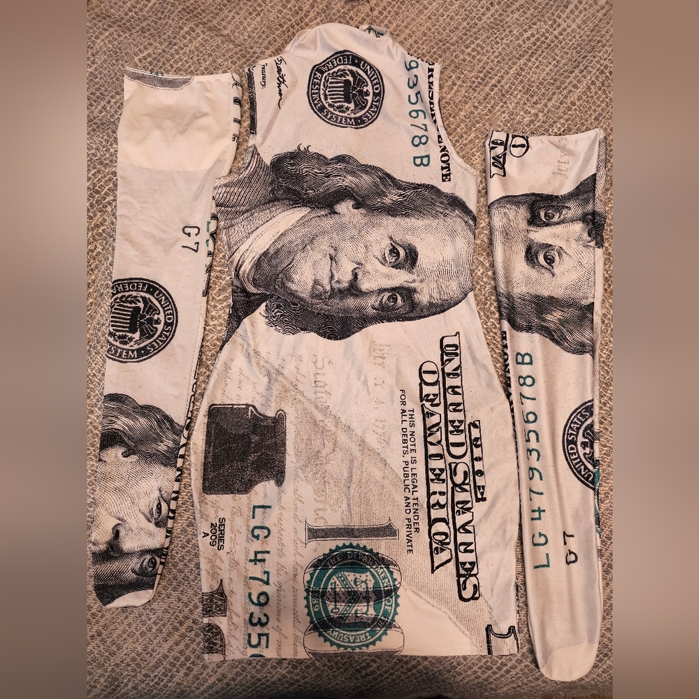 Halloween costume - money dress and socks